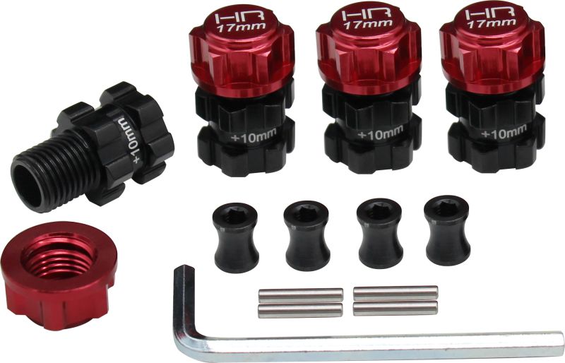 HOT RACING ATF117XT02 Bujes hexagonales de aluminio de alta resistencia de 17 mm, 10 mm de compensación Arrma 1/10 4