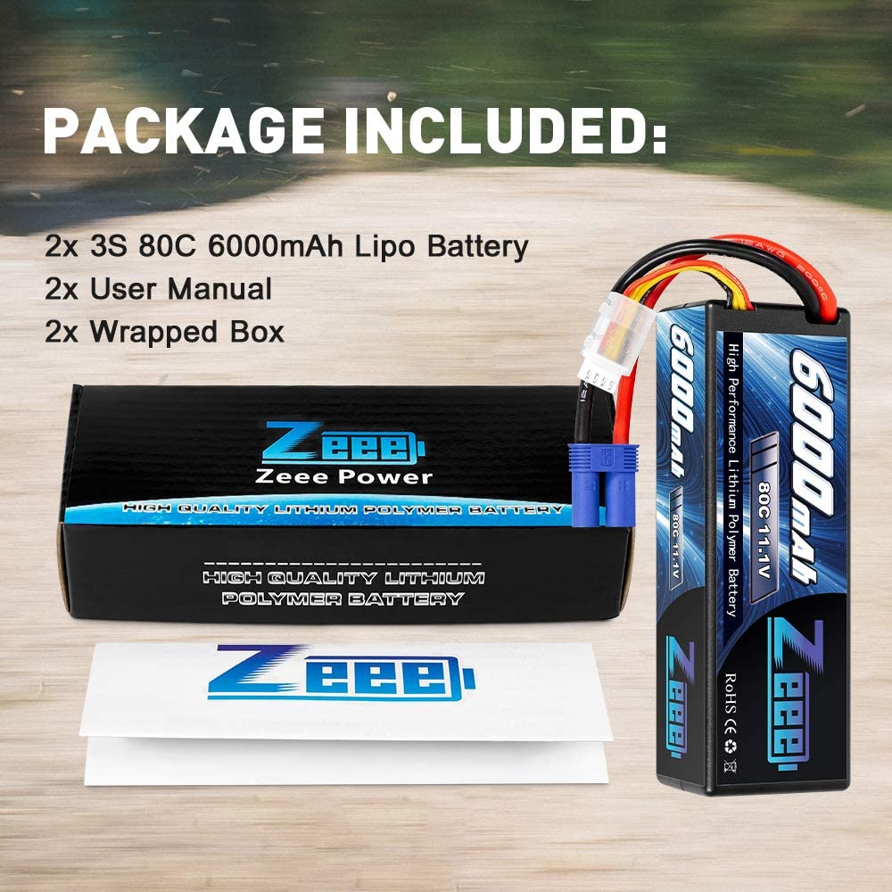Batteries Lipo Zeee 3S 6000mAh avec connecteurs EC5 Étui souple