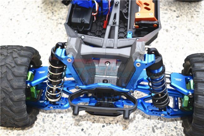 GPM TXMS028 BLUE TRAXXAS MAXX MONSTER TRUCK Aluminum Front Shock Mount - 9pc set