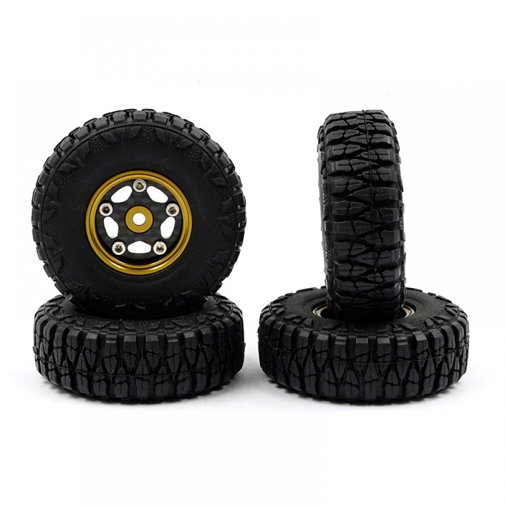 Yeach Racing ALUMINUM CNC 5 SPOKE W/ GRAPHITE BEADLOCK WHEEL SET FOR AXIAL SCX24