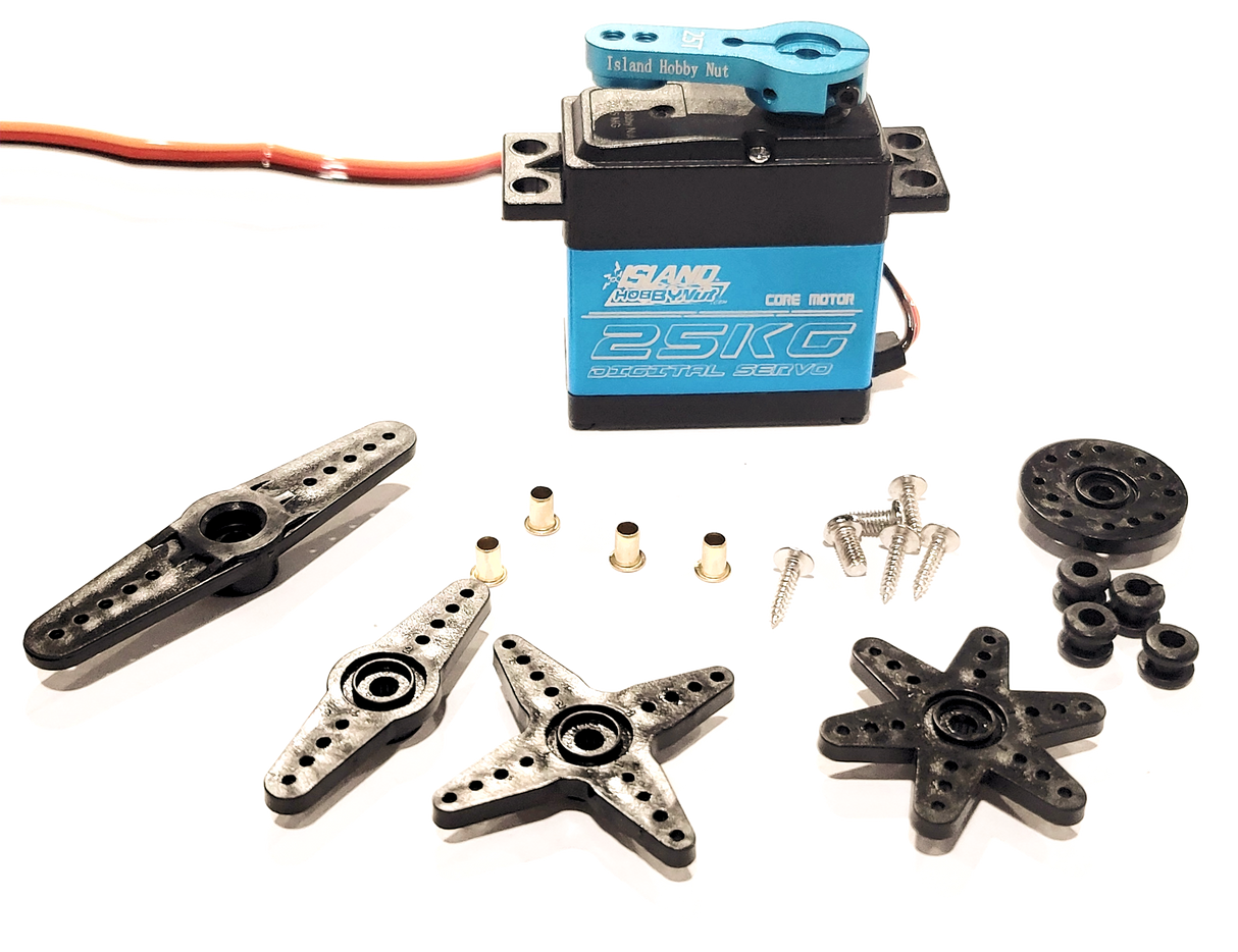 IslandHobbyNut Servo à engrenages métalliques étanche, haute vitesse et couple, 25 kg