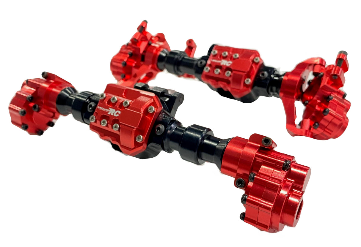 IRonManRc TRX4 Boîtier d'essieu de portail en métal avant et arrière (ROUGE)
