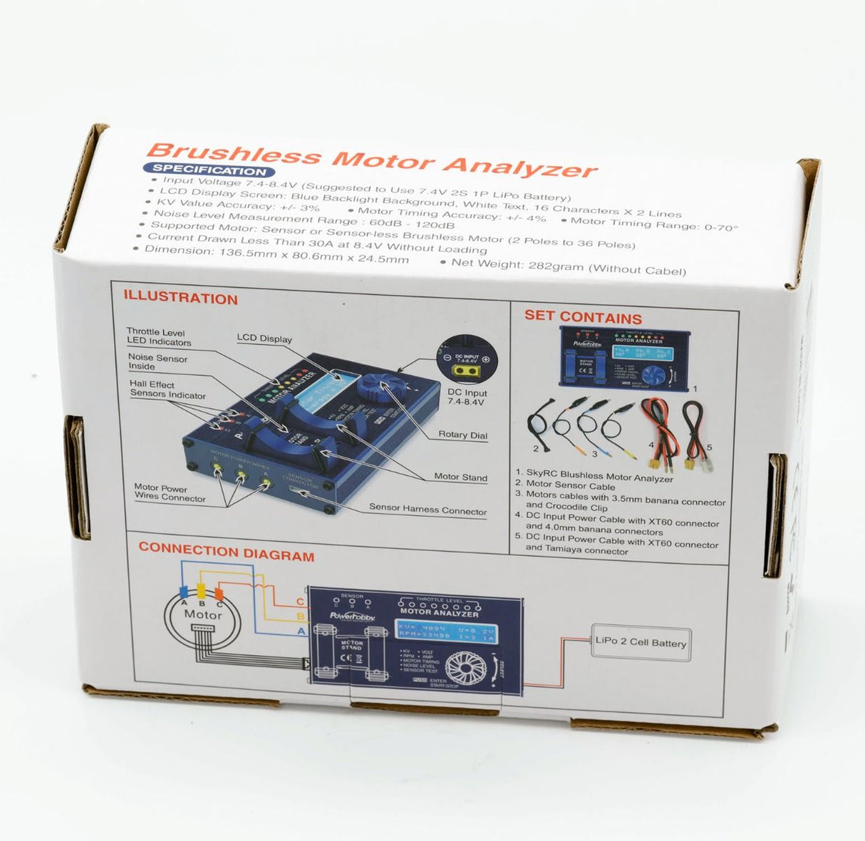 Powerhobby BMA-01 analyseur de moteur sans balais RPM KV vérificateur de tension