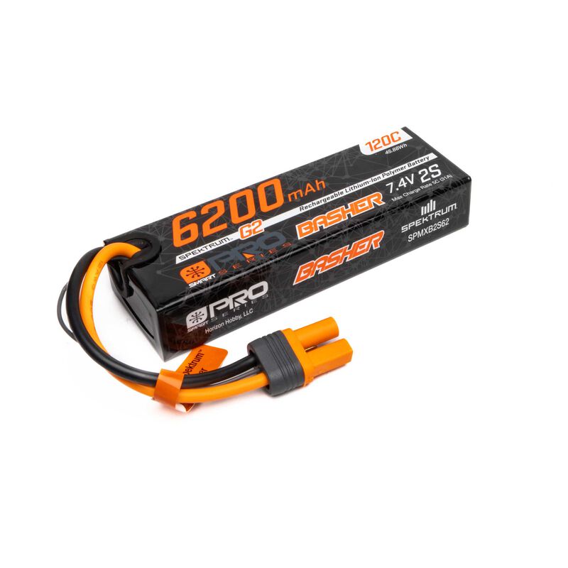 Spektrum 7.4V 6200mAh 2S 120C Smart G2 Pro Basher LiPo: IC5