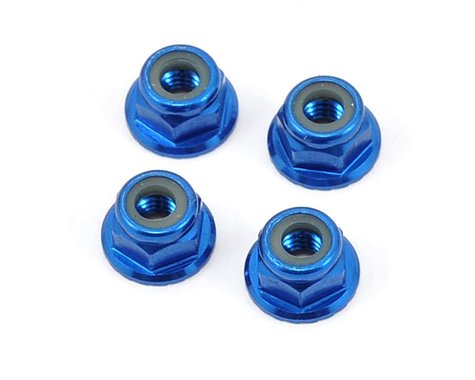 Pro-Line 6100-00 4mm Serrated Wheel Locknut (Blue) (4)