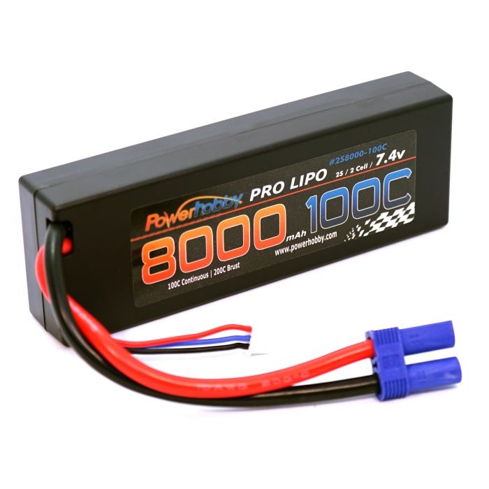 Powerhobby 2s 7.4V 8000mah 100c-200C Lipo Battery W EC5 Plug