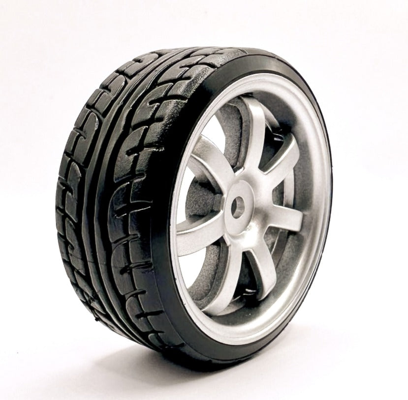 IRonManRc 1/10 DRIFT WHEELS W/ HARD TIRES * 6 SPOKE TE37 DAVEEZ V1 * 4 PACK