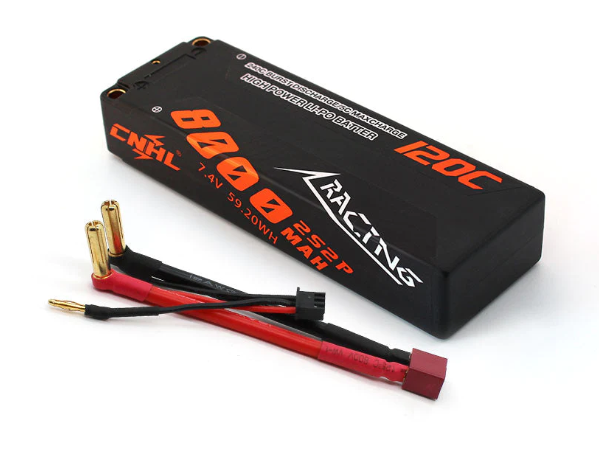 CNHL Racing Series 8000mAh 7.4V 2S 120C Estuche rígido para batería Lipo con conector Dean