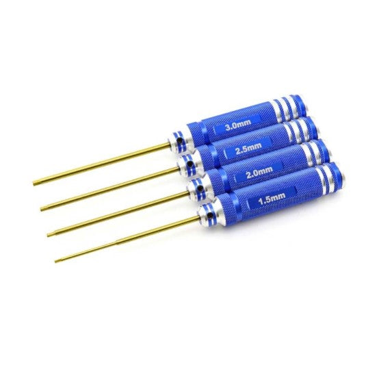 HOBBYSTAR 420-10-115 4PC. HEX DRIVER SET, TINI COATED, METRIC