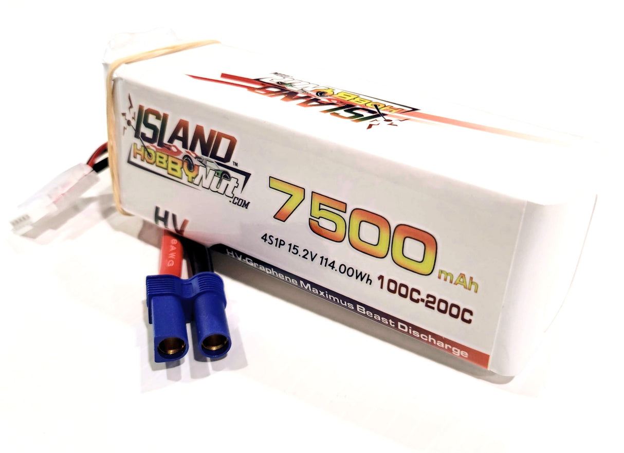 ISLANDHOBBYNUT 4S 7500 MAH 15.2v 100C - 200C BATTERIE LIPO AVEC FIL DE CALIBRE 8