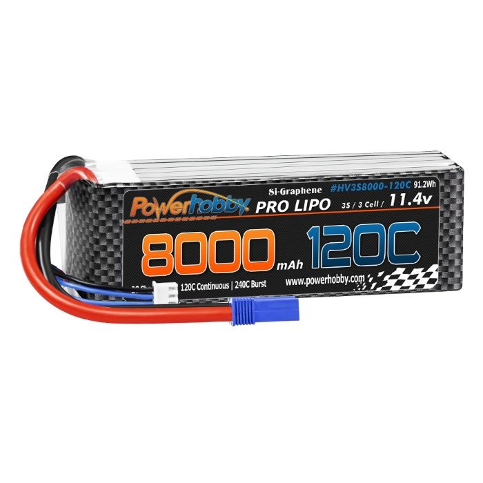 POWERHOBBY 3S 11.4V 8000MAH 120C GRAPHENE + HV LIPO BATTERY W EC5 PLUG