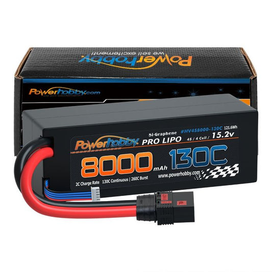 Powerhobby 4s 15.2V 8000MAH 130C HV + GRAPHENE Lipo Battery QS8 Plug Hard Case