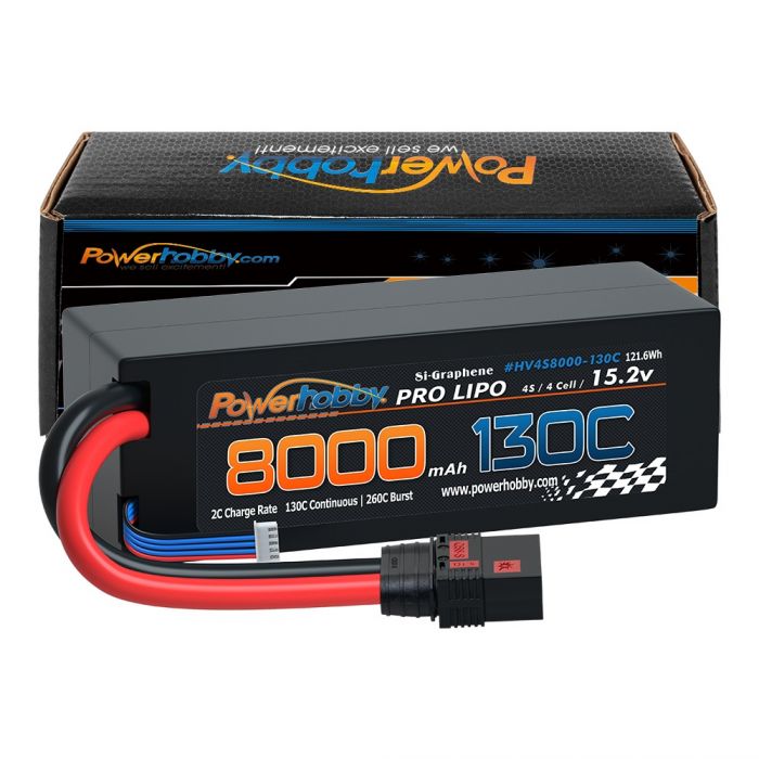 Powerhobby 4s 15.2V 8000MAH 130C HV + GRAPHÈNE Lipo Batterie QS8 Plug Étui Rigide