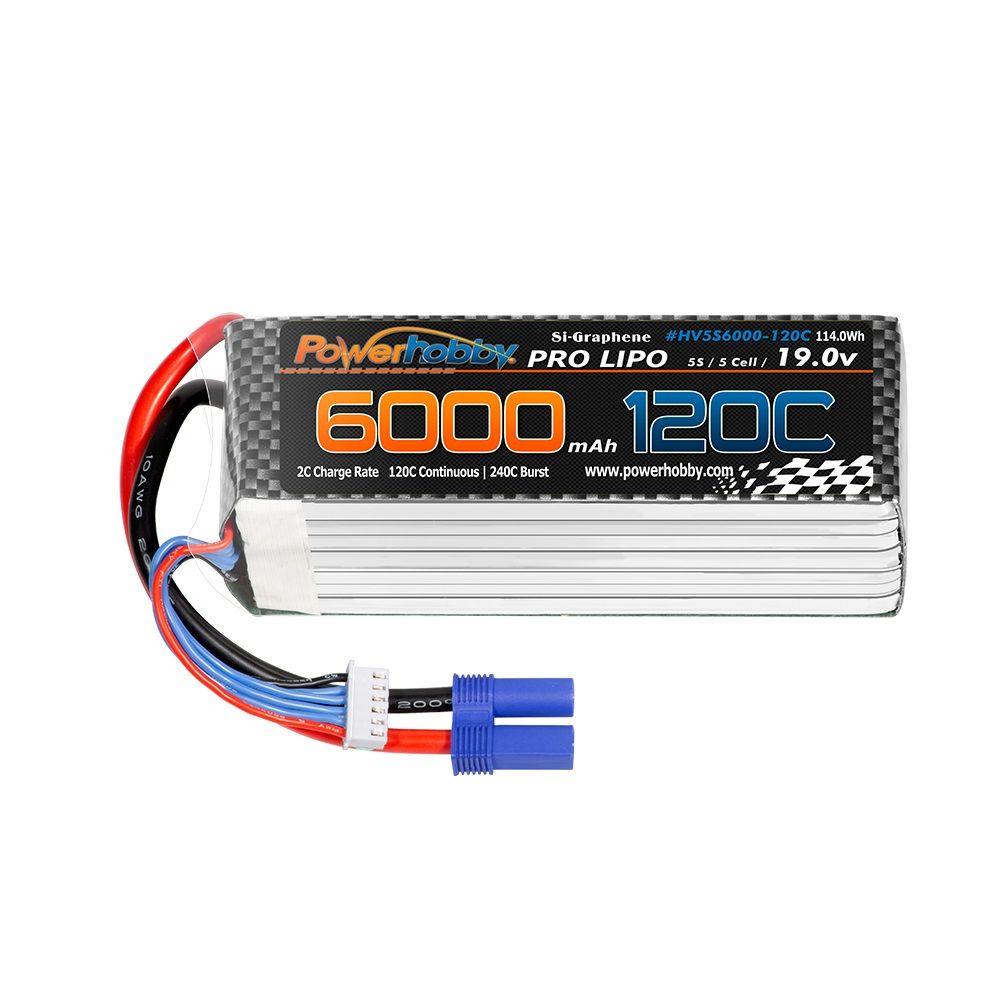 POWERHOBBY 5S 19.0V 6000MAH 120C GRAPHENE + HV LIPO BATTERY W EC5 PLUG