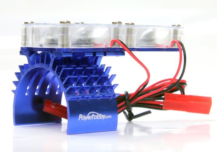 Powerhobby Motor de aluminio disipador de calor doble ventilador de refrigeración Traxxas Slash 4x4 azul