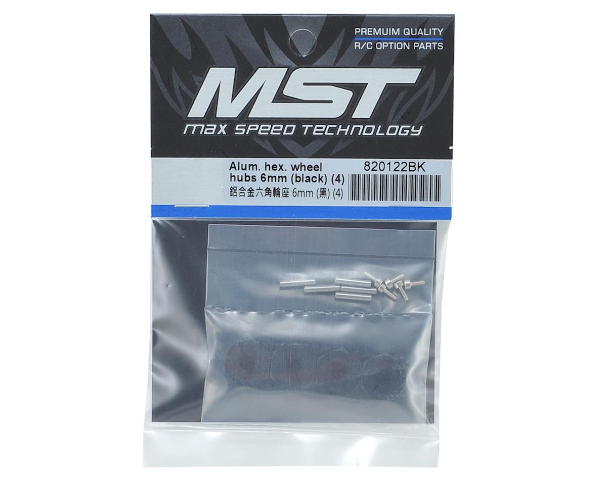 MST 820122BK 6mm Aluminum Hex Wheel Hubs (Black) (4)