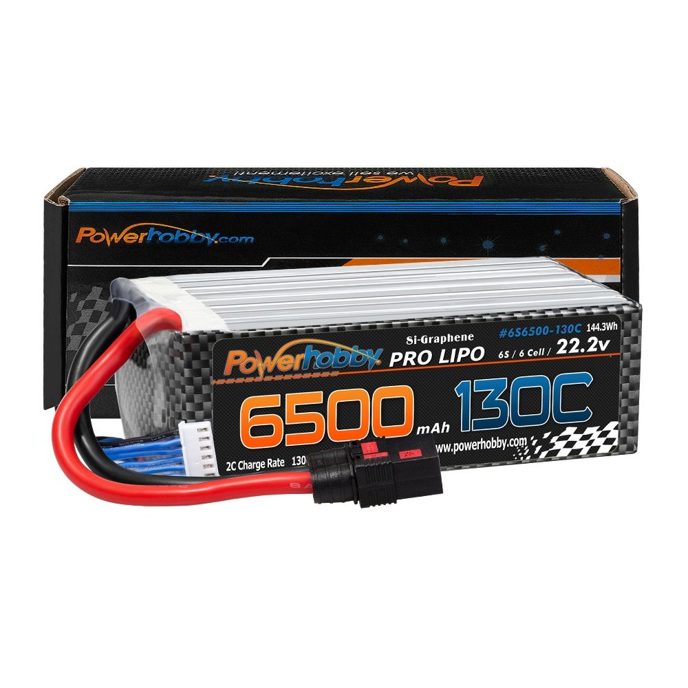 Powerhobby 6S 22.2V 6500mah 130C GRAFENO Lipo Batería con enchufe QS8 Cable 8AWG