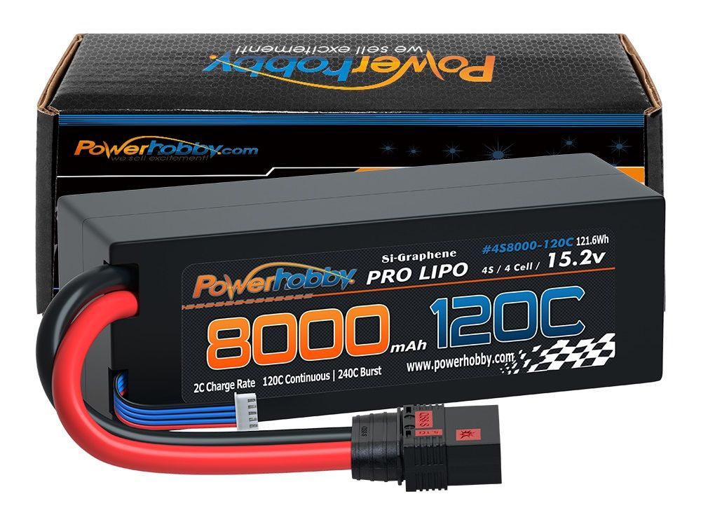 Powerhobby 4s 15.2V 8000MAH 120C HV + GRAFENO Lipo Batería QS8 Enchufe 8AWG