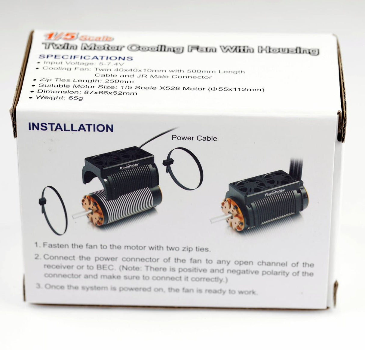 Powerhobby PHF009 1/5 Ventilateur de refroidissement/dissipateur de chaleur à double moteur avec boîtier 55 mm