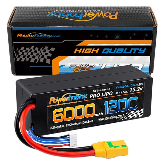 Powerhobby 4s 15.2v 6000MAH 120C Graphene + HV Lipo Battery XT90 Plug Hard Case