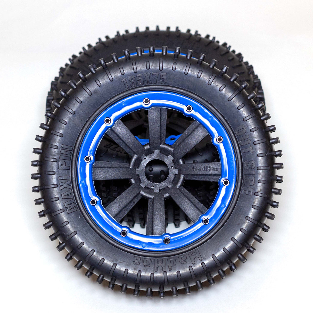 DDMRACING MMX100BL MadMax Complete Assembled "Pin" Tire/Wheel set Blue Beadlocks
