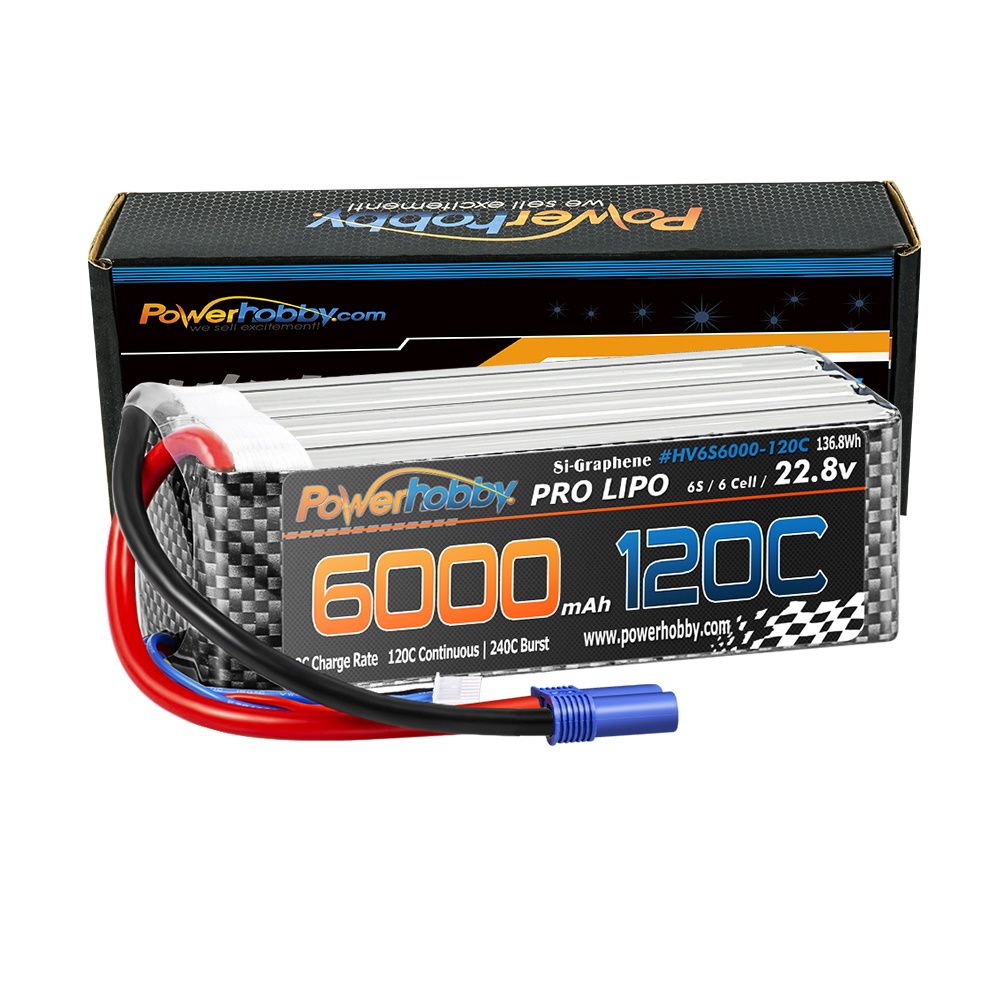 Powerhobby 6s 22.8V 6000mah 120c GRAFENO + Batería Lipo HV con enchufe EC5