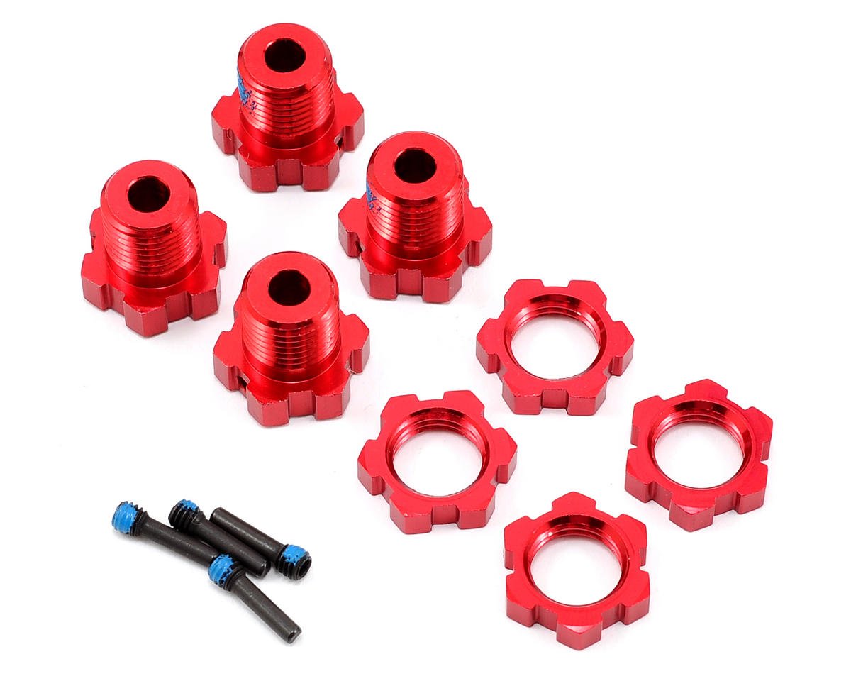 Traxxas 5353R 17mm Splined Wheel Hub Set (Red) (4)