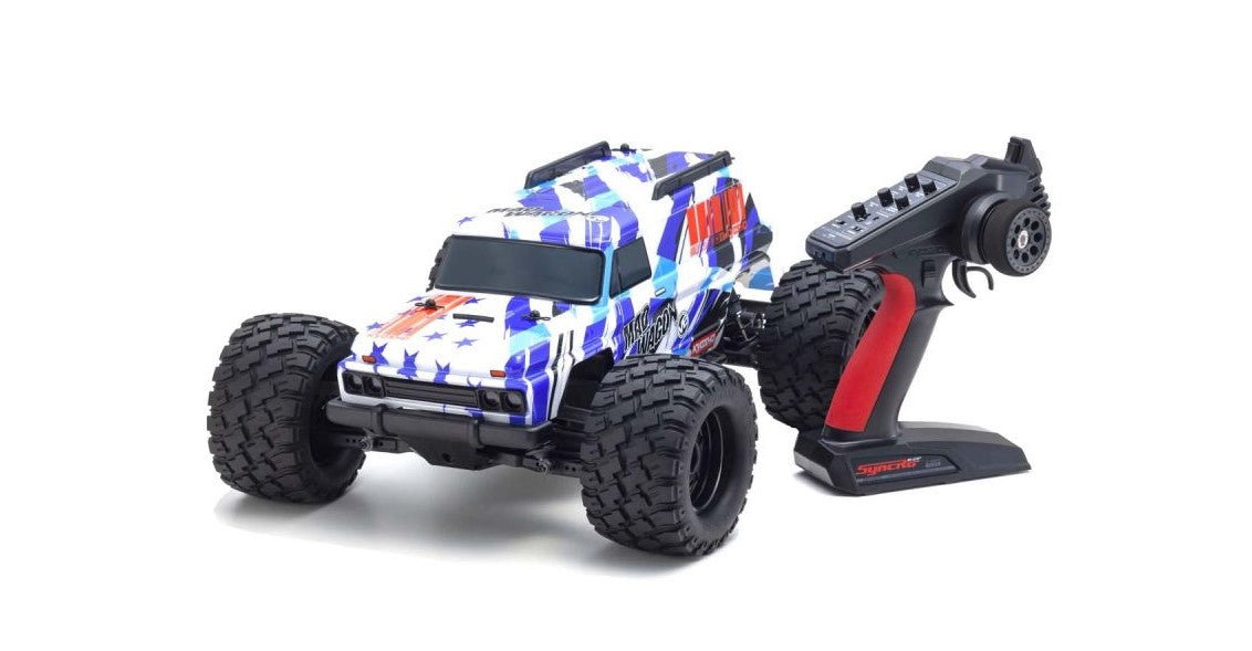 KYOSHO 34701T2 1980 Mad Wagon 1/10 4WD RTR Brushless Monster Truck, Blue