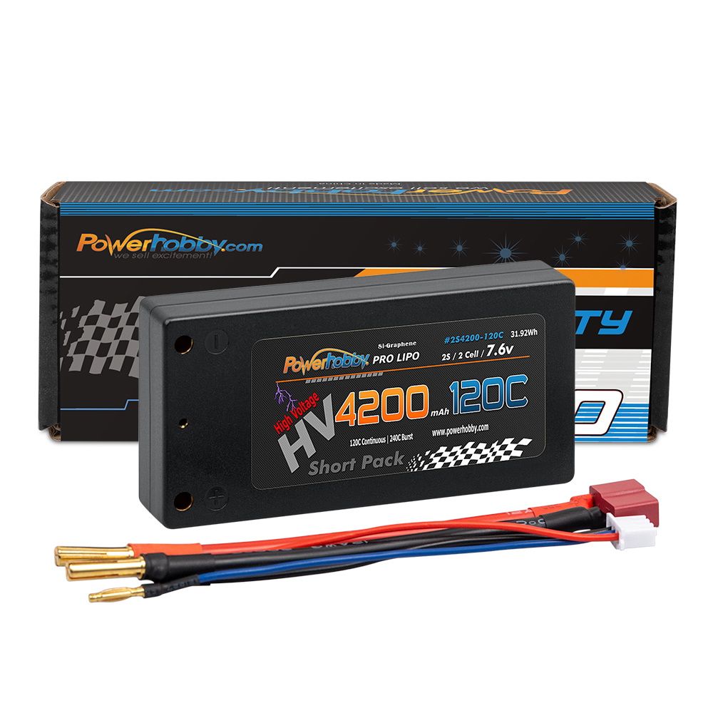 Batería Lipo Shorty Powerhobby 2S 7.6V HV + Grafeno 4200mah 120c