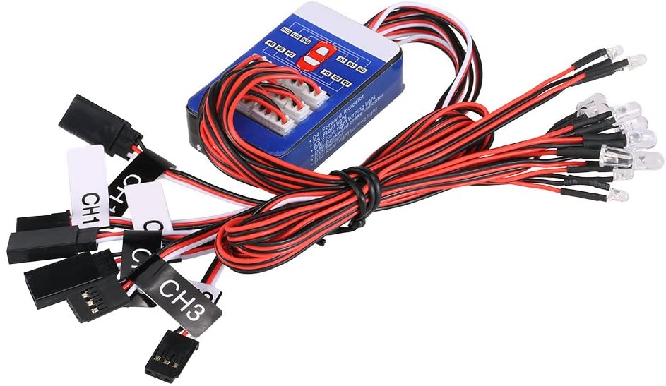 Kit de iluminación RC de 12 LED para dirección/freno/luces Flash RC de simulación inteligente para 1