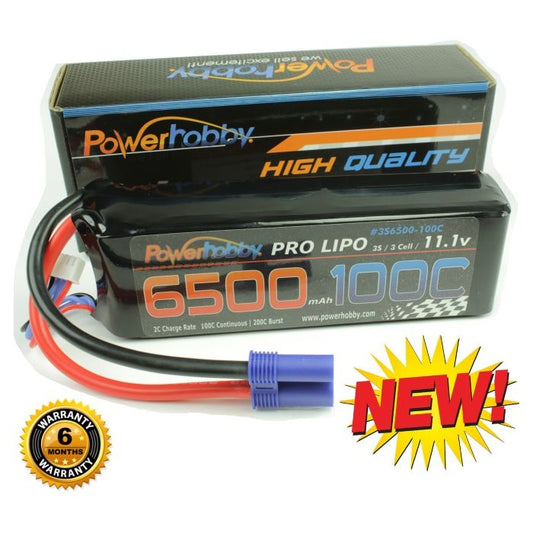 Powerhobby 3S 11.1V 6500mAh 100C Lipo Battery Pack w EC5 Connector Soft Case