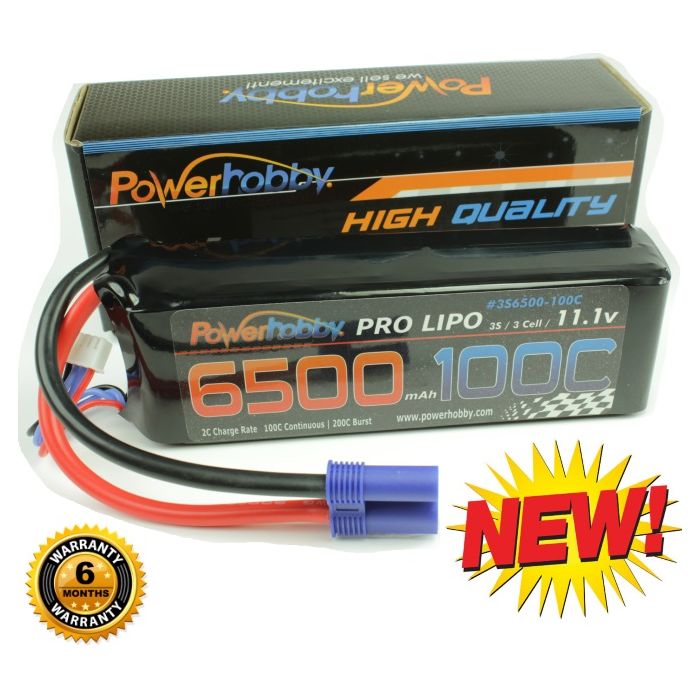 Powerhobby 3S 11.1V 6500mAh 100C Batterie Lipo avec connecteur EC5 Étui souple