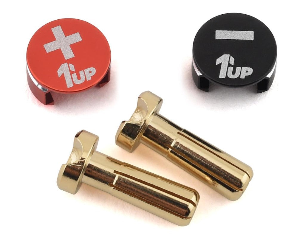 1UP Racing 190431 Puños LowPro Bullet Plug con balas de 4 mm (negro/rojo)