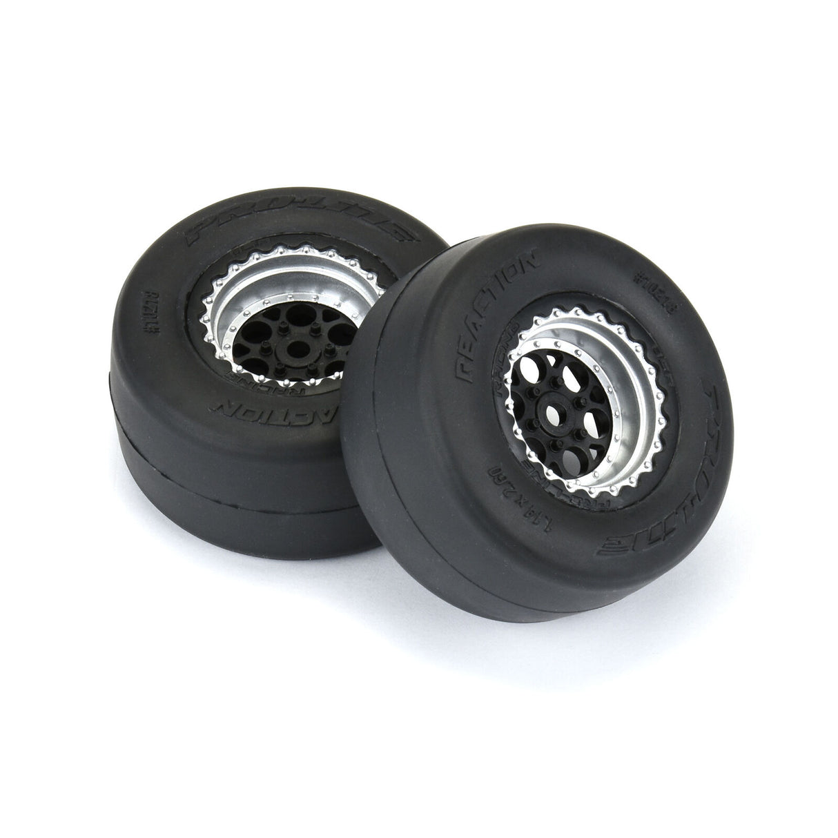 Pro-Line PRO1021810 1/16 Reaction Rear Tires MTD 8mm Black/Silver (2): Losi Mini