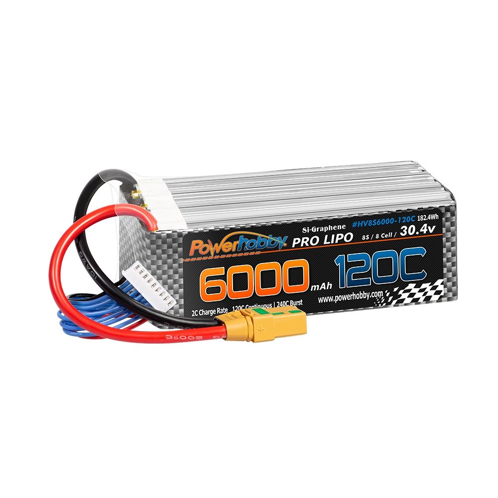 POWERHOBBY 8S 30.4V 6000MAH 120C GRAPHÈNE + BATTERIE LIPO HV AVEC PRISE XT90