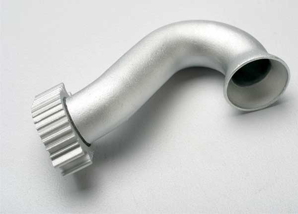 TRAXXAS 5340 Header, exhaust (tubular aluminum, silver-anodized) (TRX 2.5, 2.5R)