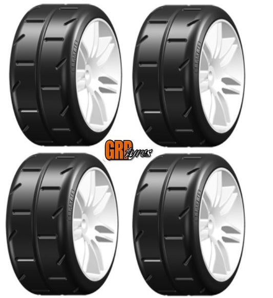 GRP GTH02-S1 GT T02 Slick S1 XXSoft Mounted Belted Tires (4) 1/8 Buggy WHITE
