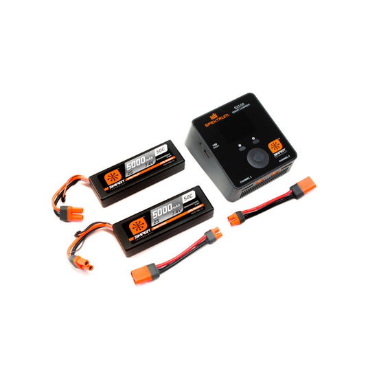SPEKTRUM Smart Powerstage 4S Bundle 5000mAh 2S LiPo Battery (2) / S2100 Charger