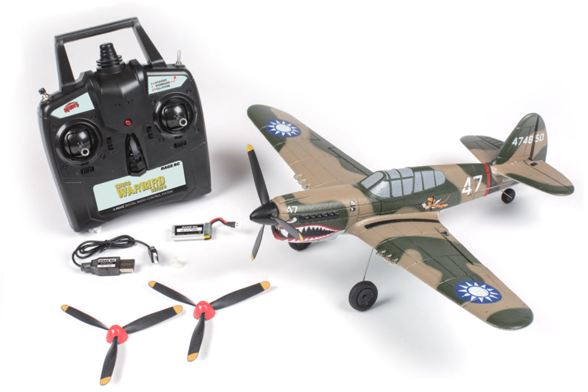 RAGE RC RGRA1305 Curtiss P-40 Warhawk Micro RTF Airplane w/PASS