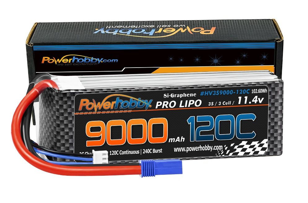 Powerhobby 3S 11,4 V 9000 mah 120C GRAPHÈNE + Batterie Lipo HV avec prise EC5