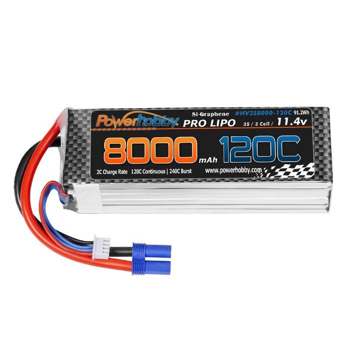 POWERHOBBY 3S 11.4V 8000MAH 120C GRAPHENE + HV LIPO BATTERY W EC5 PLUG