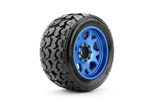 JETKO JKO5801CLMSGBB1 1/5 XMT EX Tomahawk Tires Mounted on Metal Blue Claw Rims
