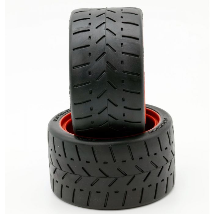 Powerhobby 5102-RED 1/8 Gripper 54/100 Belted Mounted Tires 17mm Red Wheels