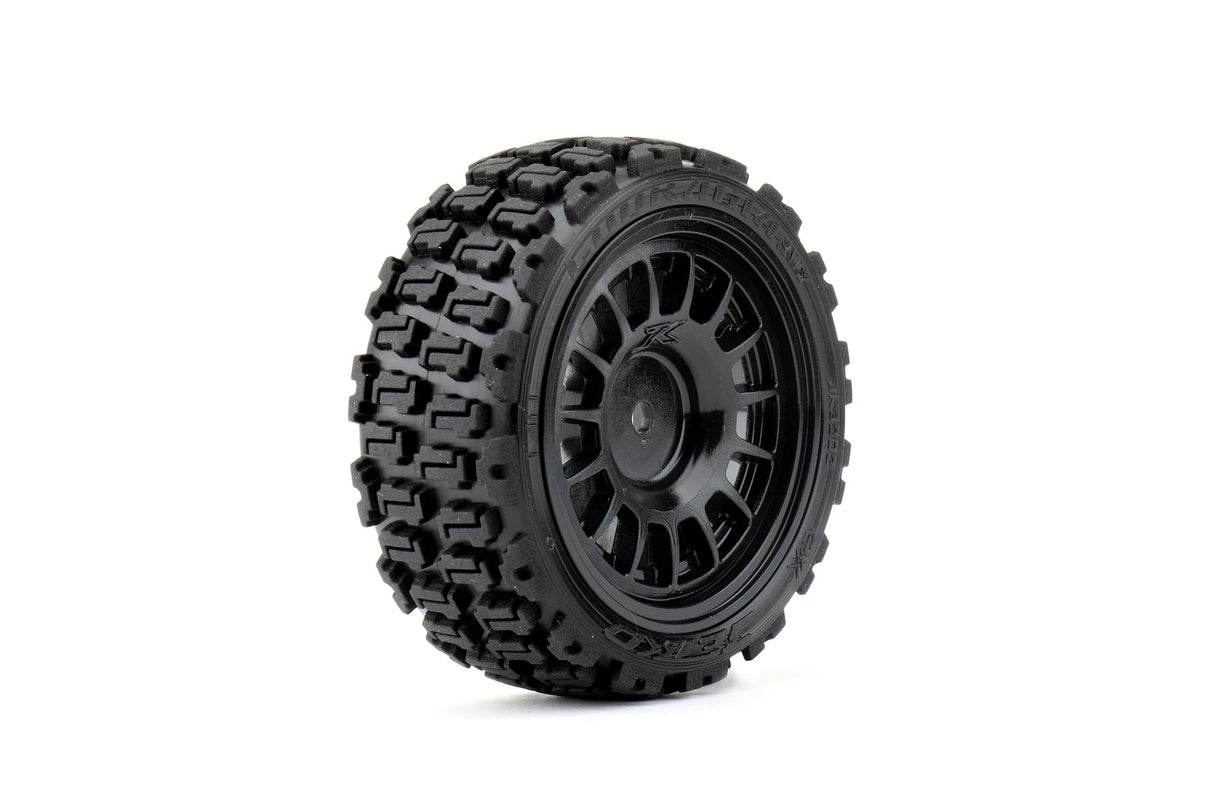 JKO3202CBMSG 1/10 Rally Couragia Tires Mounted on Black Claw Rims