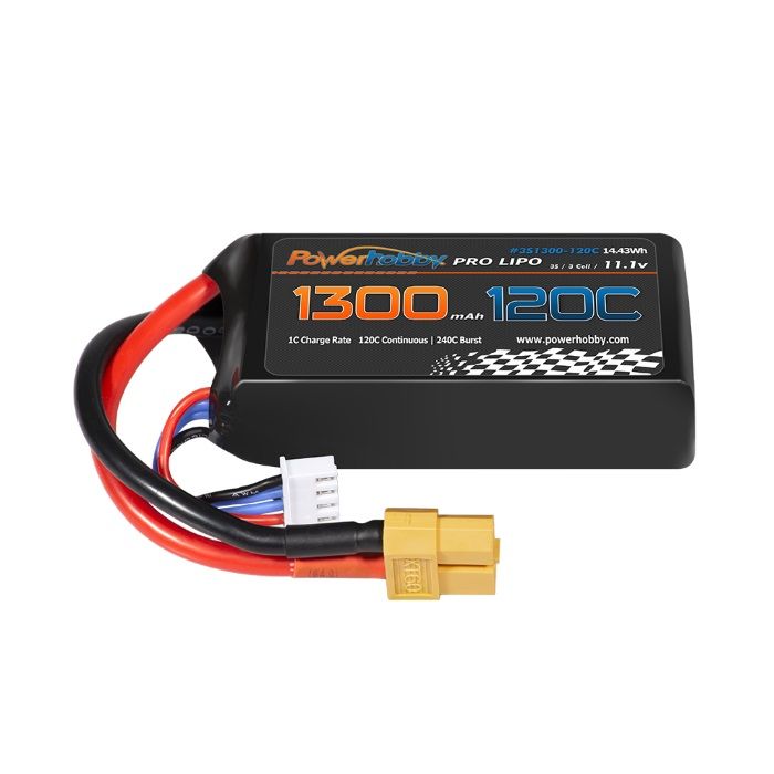 Powerhobby 3S 11.1V 1300mah 120C Lipo Battery w XT60 Plug