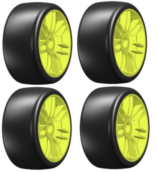 GRP GTK01-S1 XXSoft Belted Tires With Spoked Silver Wheels (Set Of 4) - 1:8 Scale RC GT/Touring
