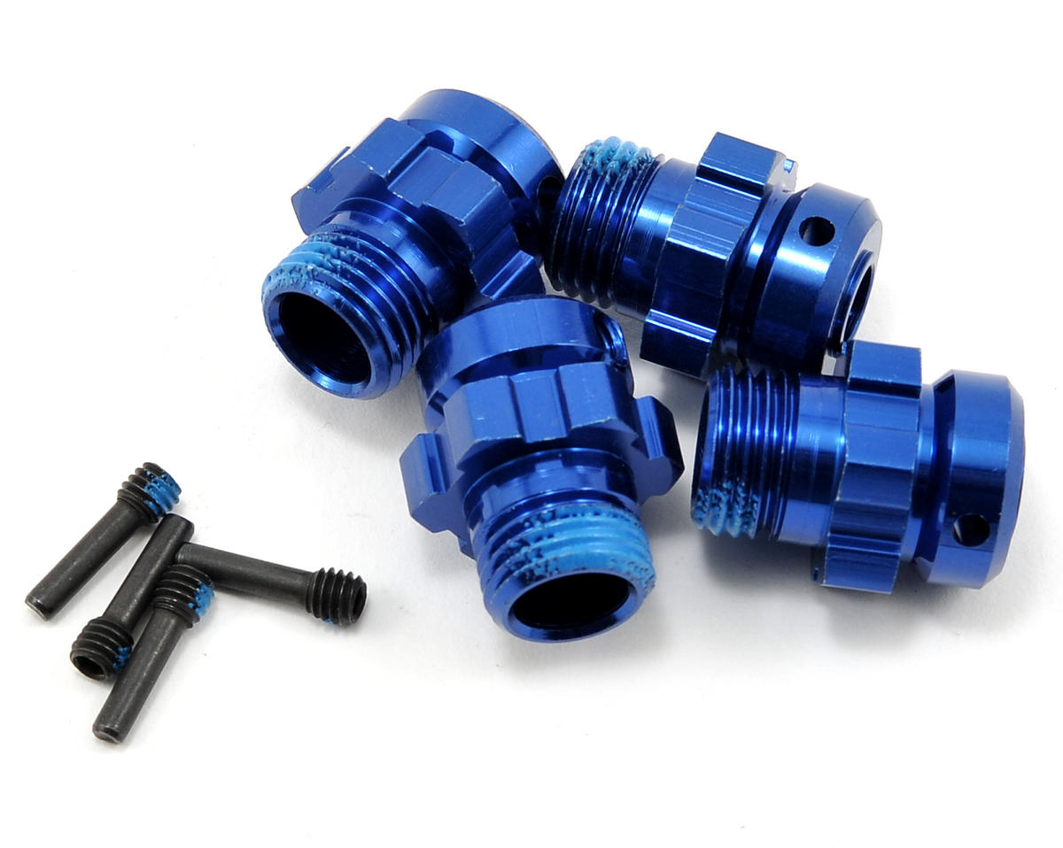 Traxxas 6469 Juego de cubos de rueda estriados de aluminio de 17 mm (azul) (4)