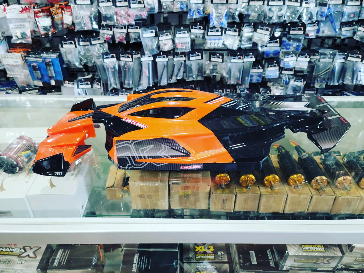 IRonManRc Custom Painted Arrma Limitless V2 & V1 Body Candy Orange / Black Metal Flake
