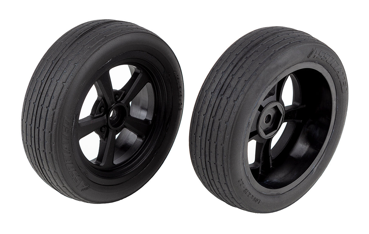 Team Associated 71073 DR10 Front Wheels & Drag Tires, Mounted
