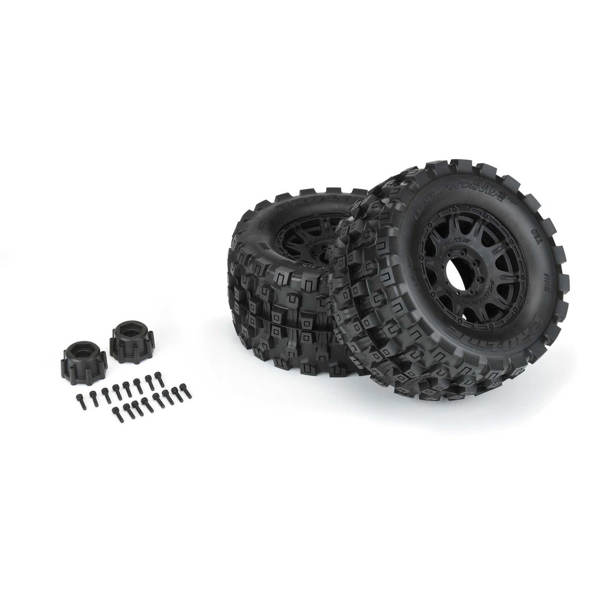 PROLINE RACING PRO1016610 1/8 Badlands MX38 HP BELTED F/R 3.8" MT Mounted 17mm Black Raid (2)
